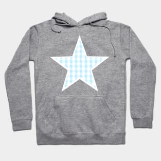 Soft Blue Gingham Star Hoodie